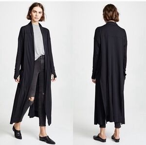 Free People Hangout Black Long Open Split Cardigan